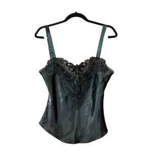 Y2K Tank Women Black Lace Beaded